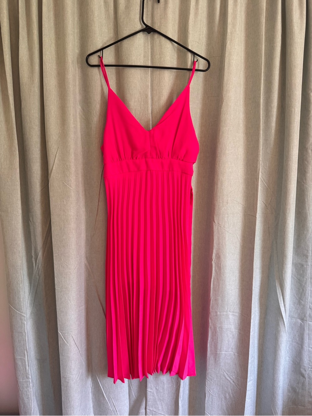 Jessica Simpson Hot Pink Pleated Midi Slip Dress